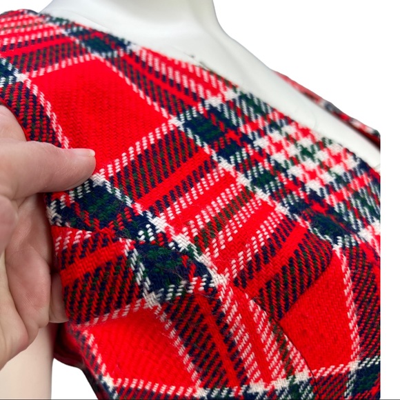 VTG Late 60's/Early 70's Handmade Plaid V Neck Mini Dress - Picture 7 of 10